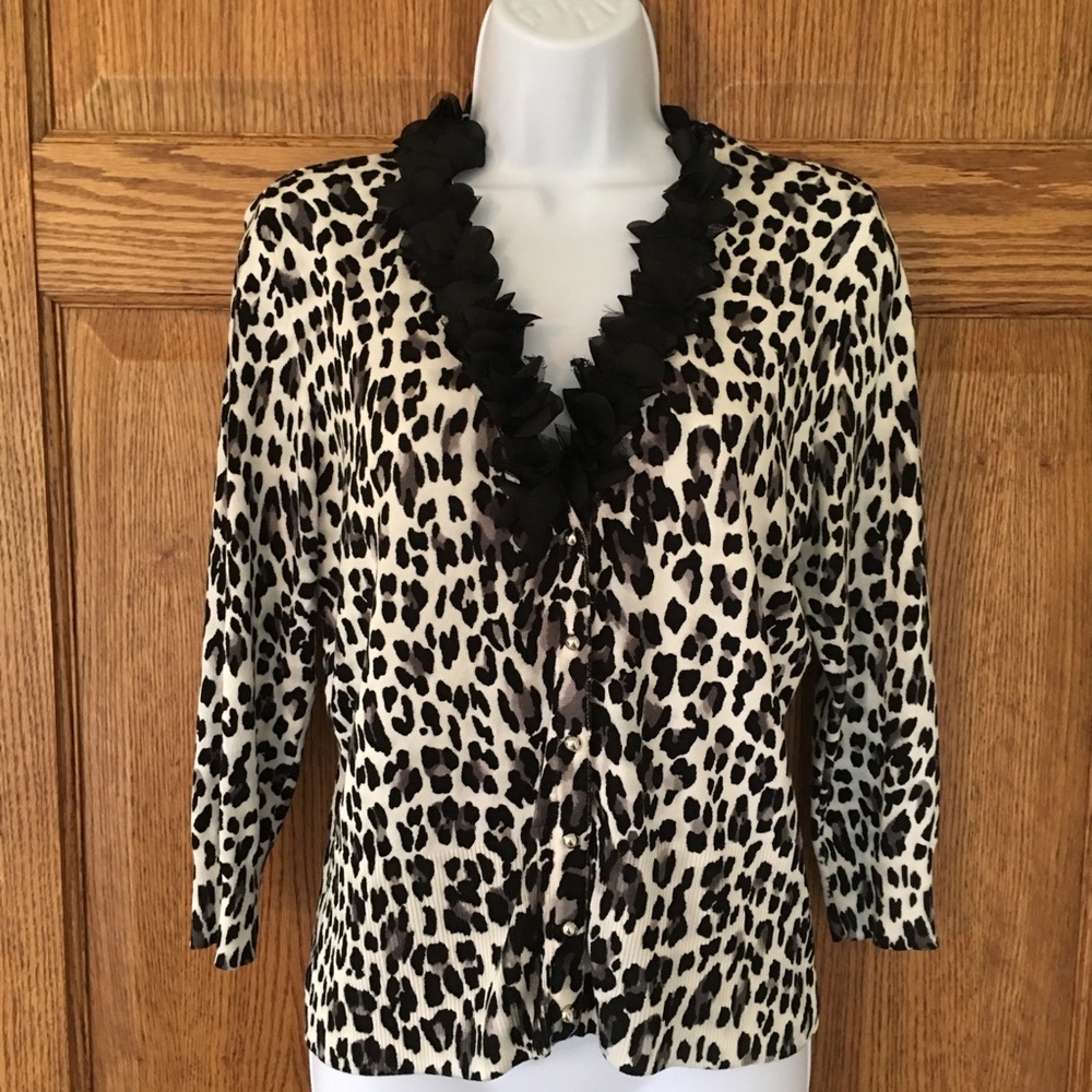 White House Black Market  leopard print cardigan